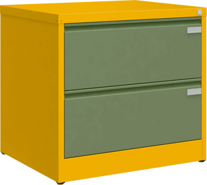 Metalinė dokumentų spinta Archive, 721x775x633 mm, A4 formatui – geltona / žalia