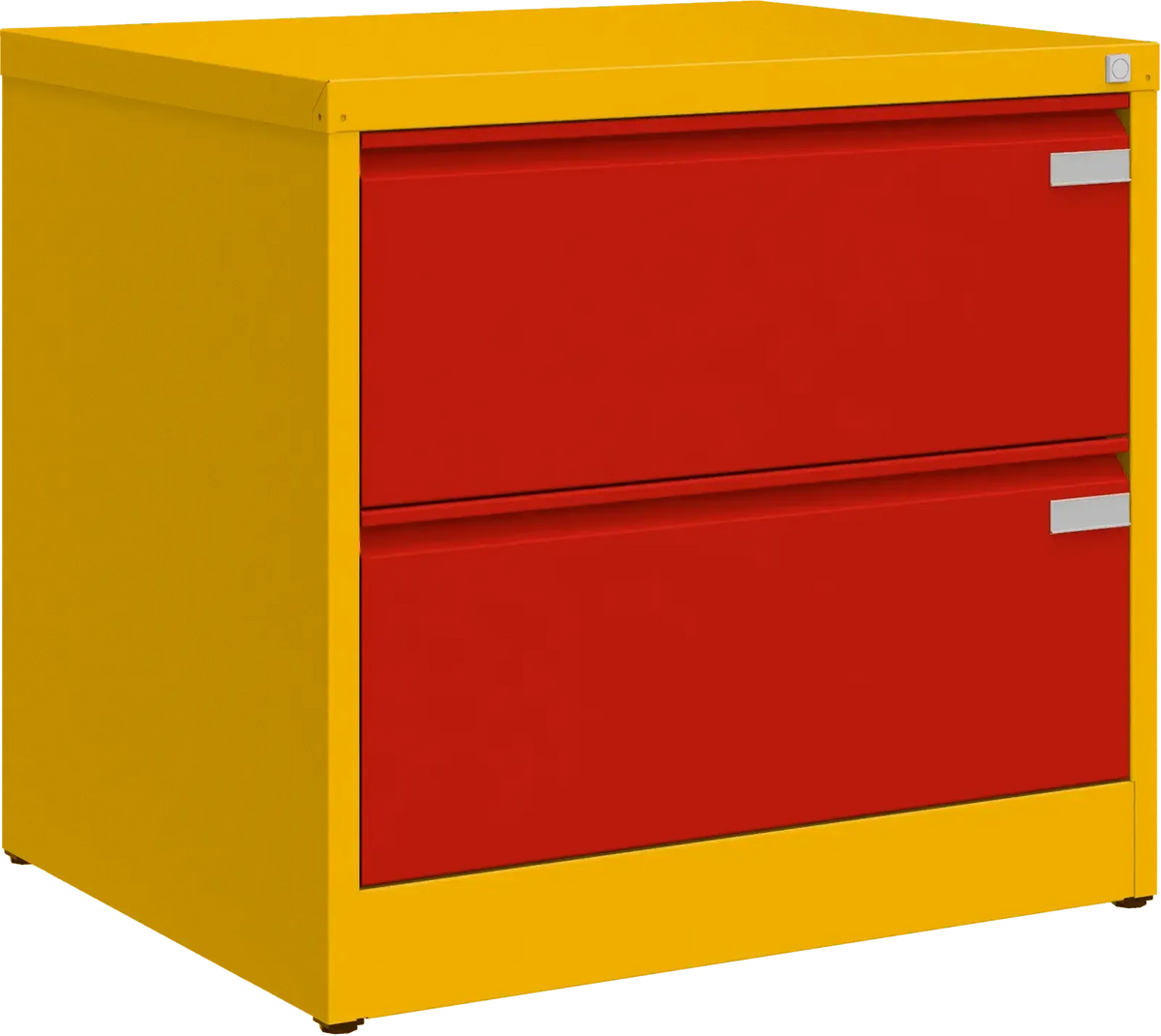 Metalinė dokumentų spinta Archive, 721x775x633 mm, A4 formatui – geltona / raudona