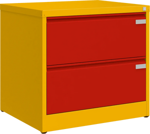 Metalinė dokumentų spinta Archive, 721x775x633 mm, A4 formatui – geltona / raudona