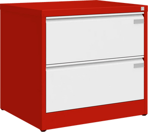 Metalinė dokumentų spinta Archive, 721x775x633 mm, A4 formatui – raudona / balta
