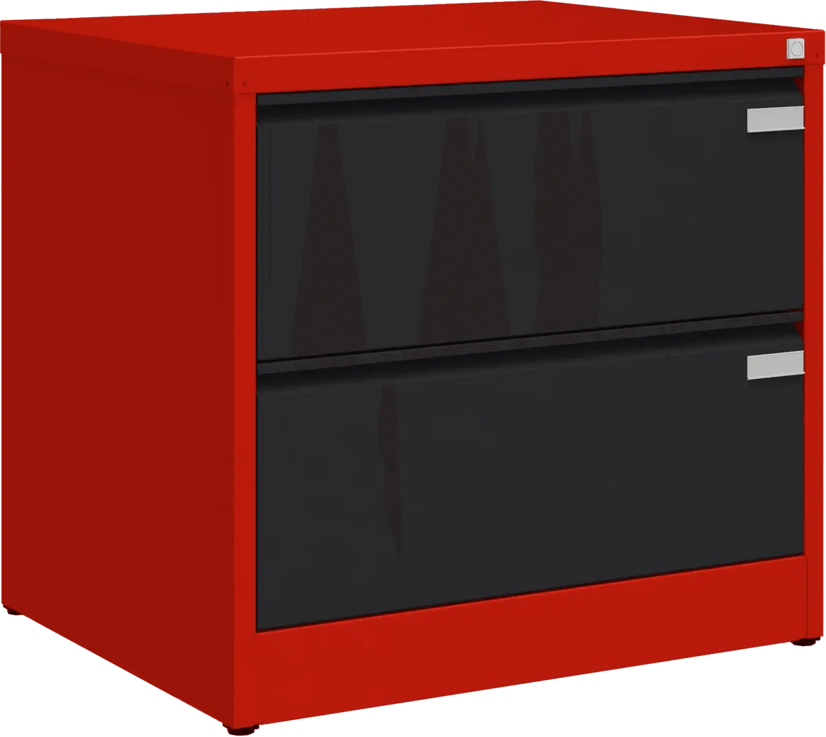 Metalinė dokumentų spinta Archive, 721x775x633 mm, A4 formatui – raudona / juoda