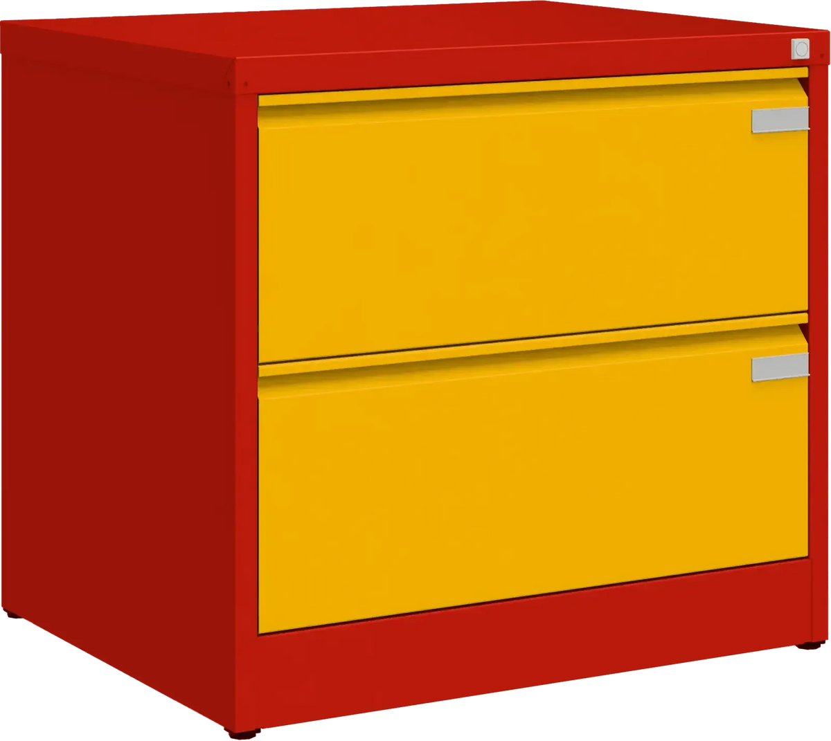 Metalinė dokumentų spinta Archive, 721x775x633 mm, A4 formatui – raudona / geltona