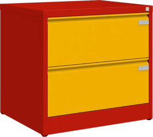 Metalinė dokumentų spinta Archive, 721x775x633 mm, A4 formatui – raudona / geltona