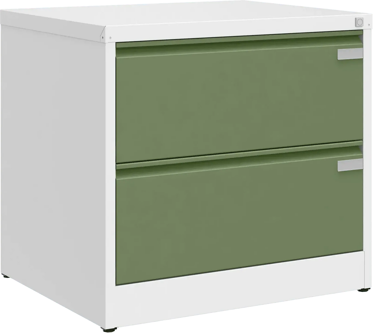 Metalinė dokumentų spinta Archive, 721x775x633 mm, A4 formatui – balta / žalia