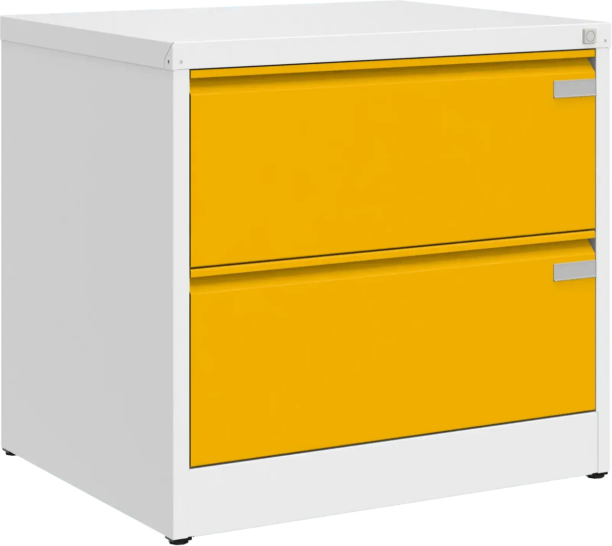 Metalinė dokumentų spinta Archive, 721x775x633 mm, A4 formatui – balta / geltona