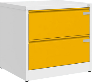 Metalinė dokumentų spinta Archive, 721x775x633 mm, A4 formatui – balta / geltona