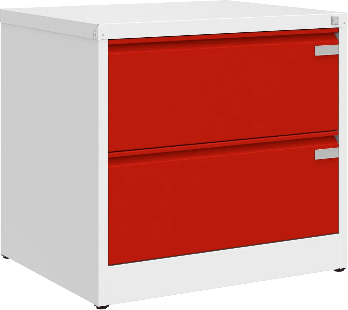 Metalinė dokumentų spinta Archive, 721x775x633 mm, A4 formatui – balta / raudona