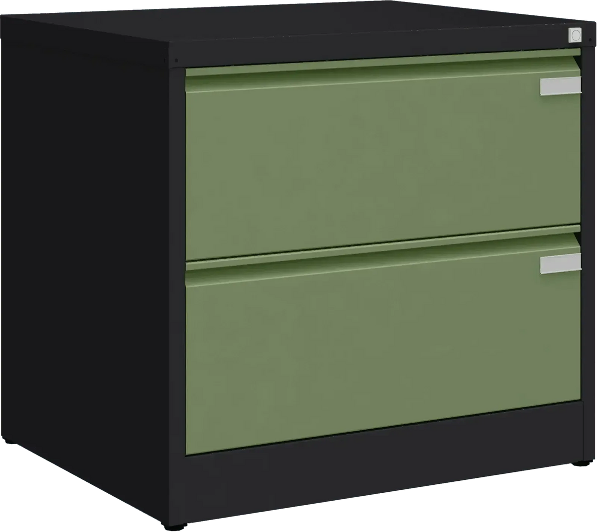 Metalinė dokumentų spinta Archive, 721x775x633 mm, A4 formatui – juoda / žalia