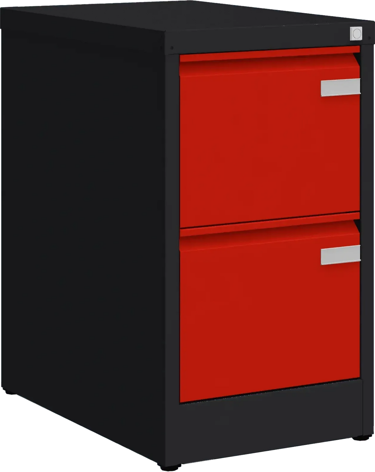 Metalinė kartotekos spinta Archive, 722x415x633 mm, A4 formatui – juoda / raudona