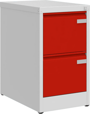 Metalinė kartotekos spinta Archive, 722x415x633 mm, A4 formatui – šviesiai pilka / raudona