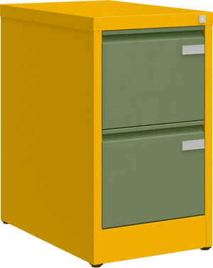 Metalinė kartotekos spinta Archive, 722x415x633 mm, A4 formatui – geltona / žalia