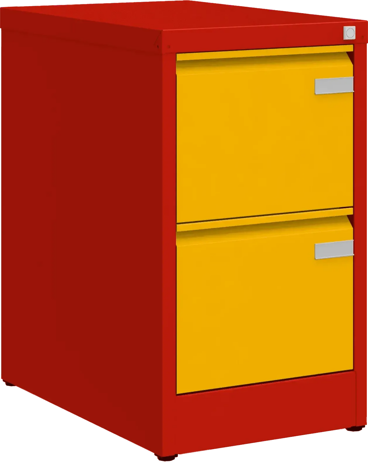 Metalinė kartotekos spinta Archive, 722x415x633 mm, A4 formatui – raudona / geltona
