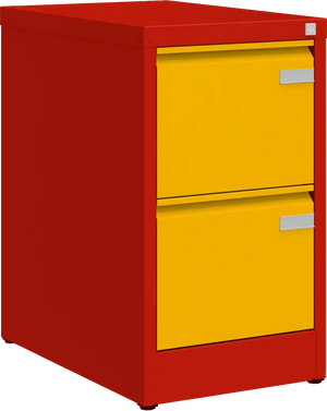Metalinė kartotekos spinta Archive, 722x415x633 mm, A4 formatui – raudona / geltona
