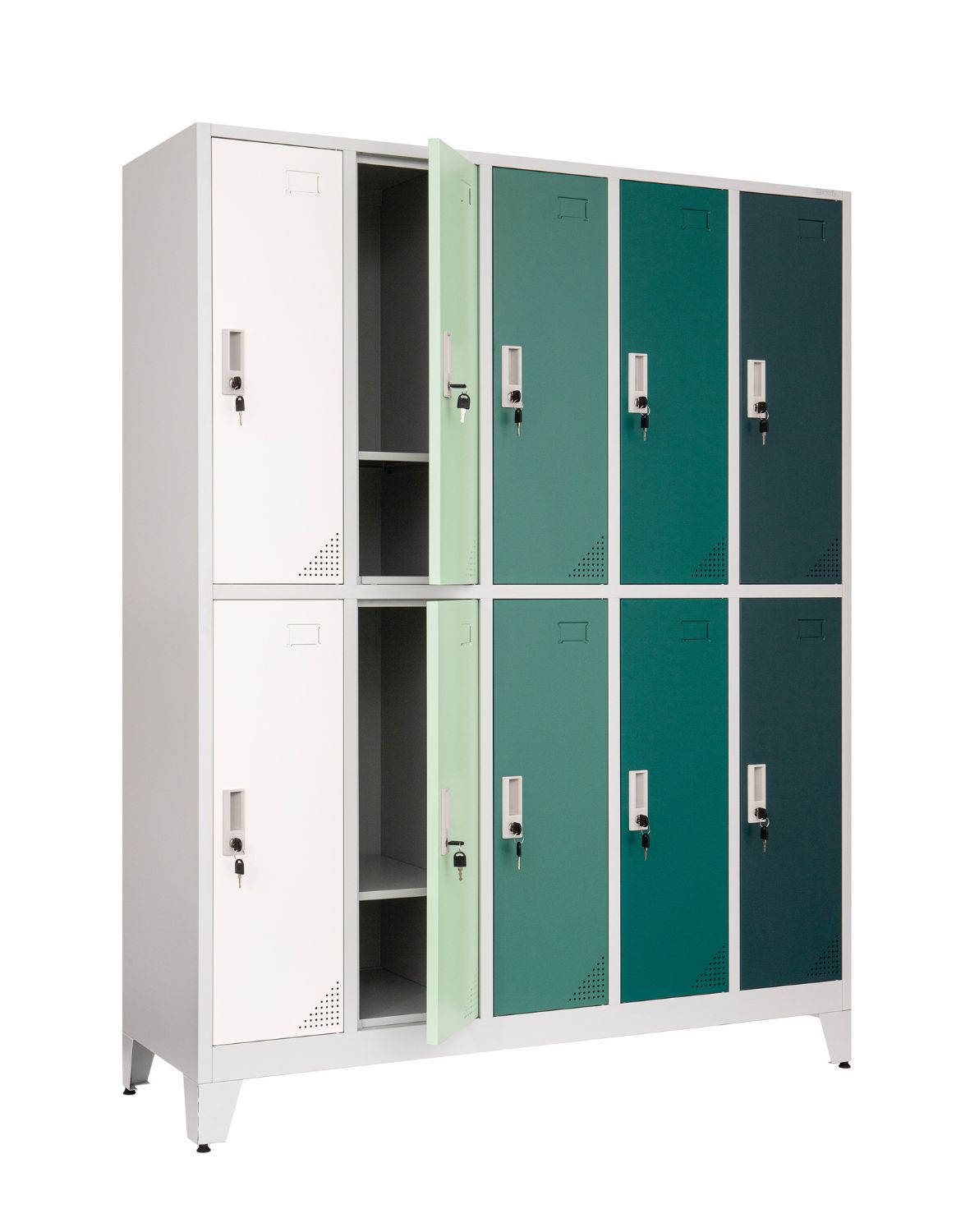 Metalinė persirengimo spinta Oxford Green, 10 skyrių