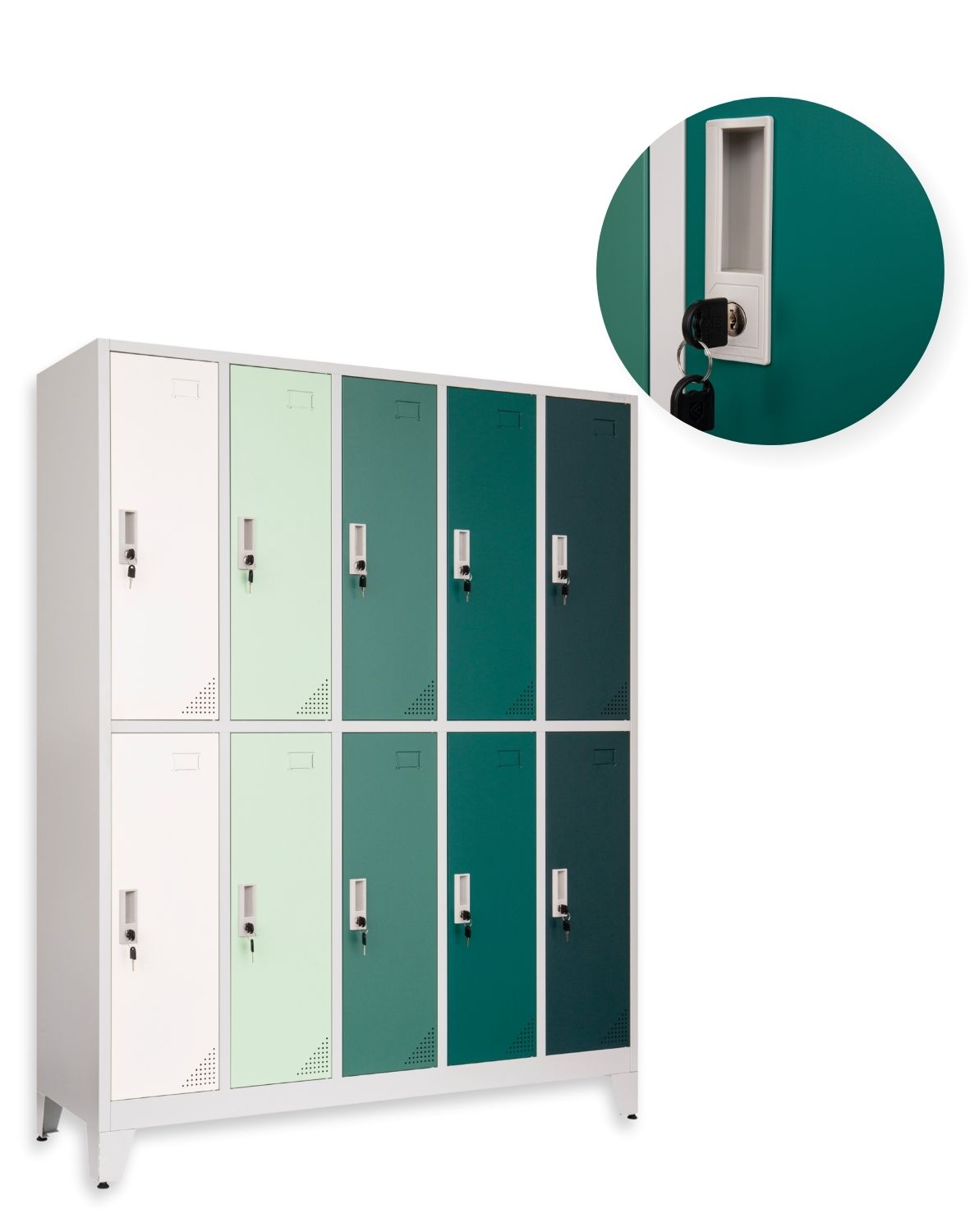 Metalinė persirengimo spinta Oxford Green, 10 skyrių