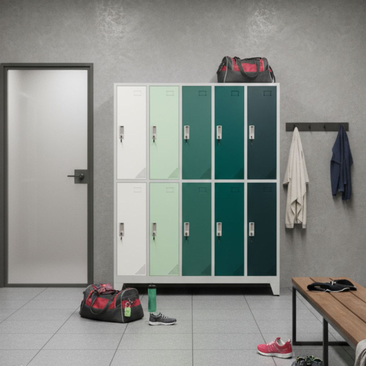 Metalinė persirengimo spinta Oxford Green, 10 skyrių