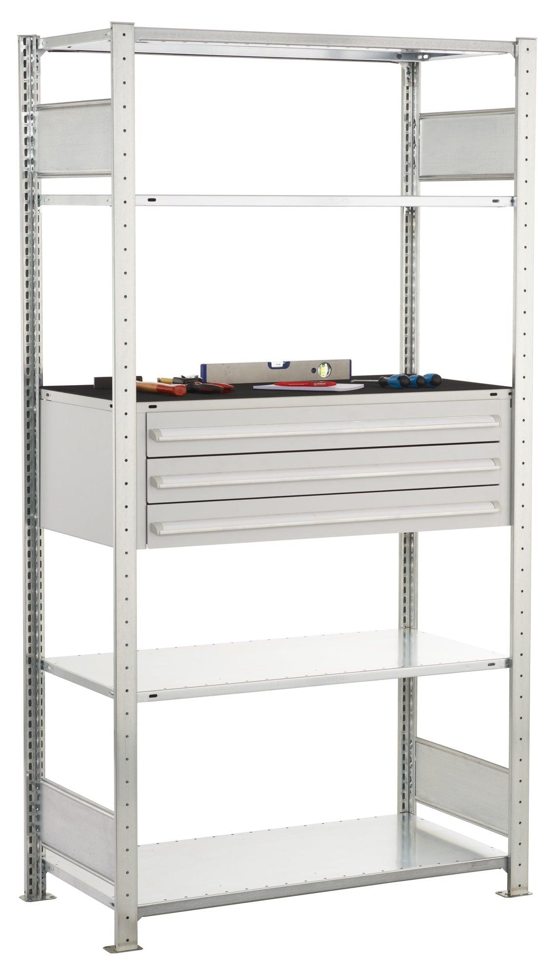 Metalinė lentyna Schulte Multiplus 2000 mm x1000 mm su stalčiais