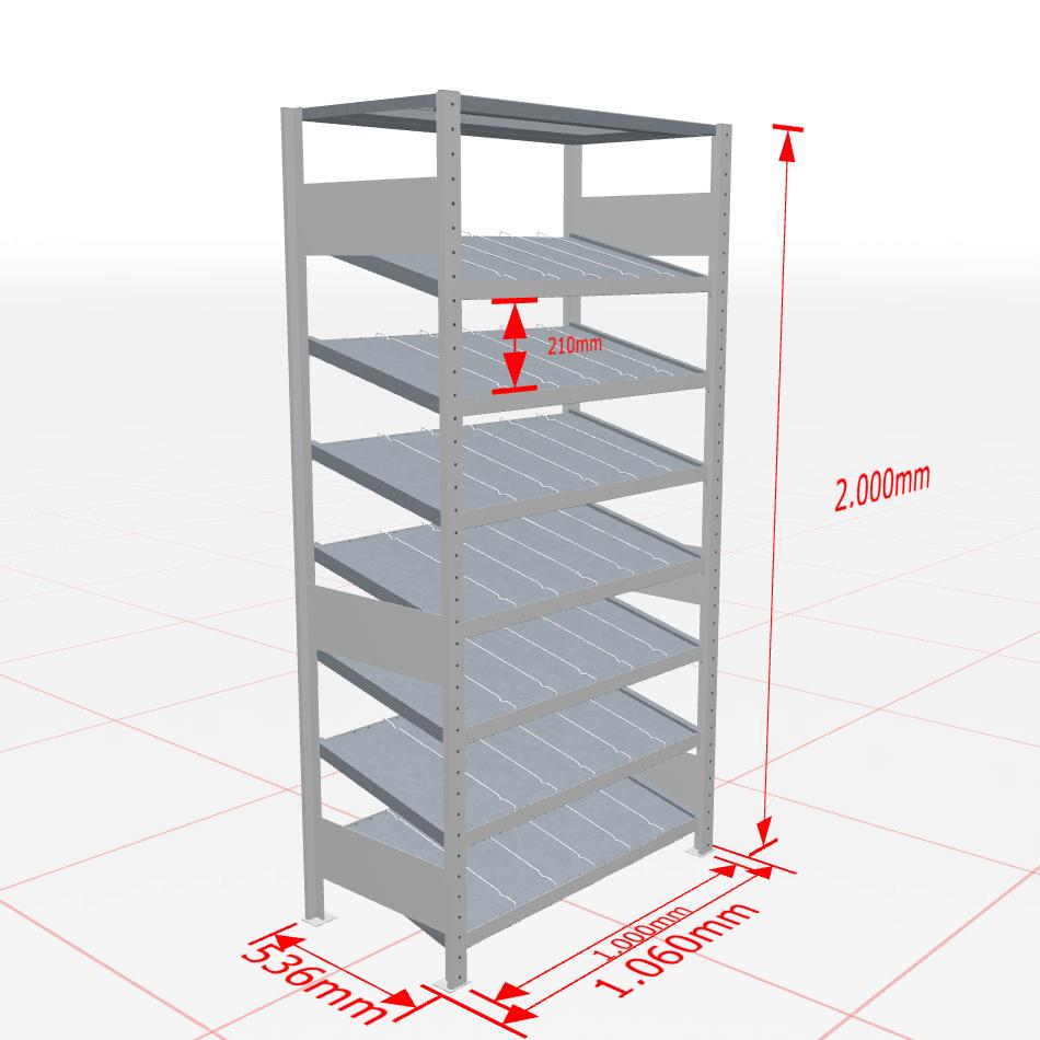 Metalinė lentyna Schulte Multiplus 2000 mm x1000 mm Kanban – 500 / 150 / cinkuota