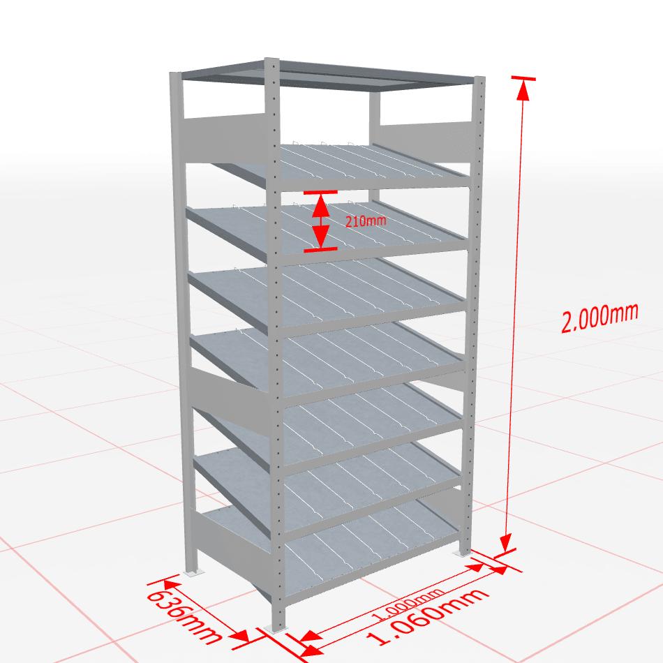 Metalinė lentyna Schulte Multiplus 2000 mm x1000 mm Kanban – 600 / 150 / cinkuota
