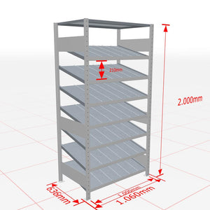 Metalinė lentyna Schulte Multiplus 2000 mm x1000 mm Kanban – 600 / 150 / cinkuota
