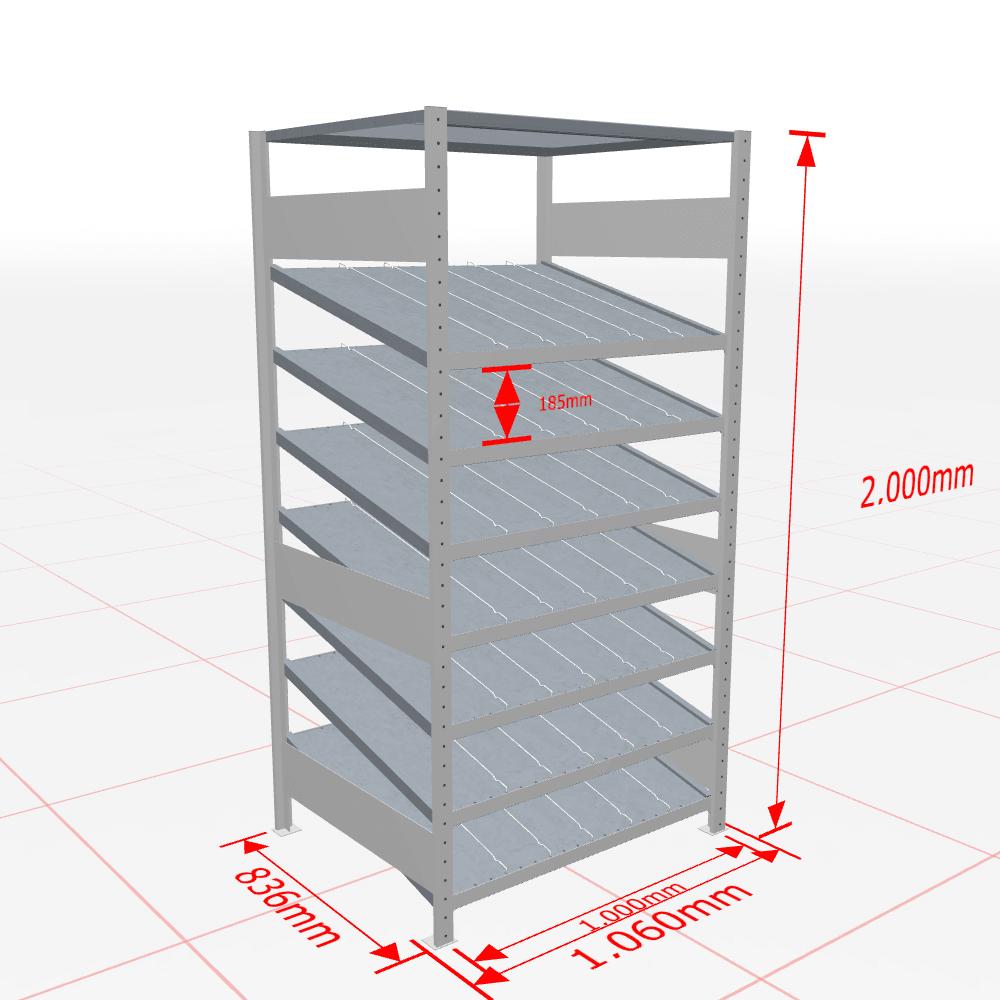 Metalinė lentyna Schulte Multiplus 2000 mm x1000 mm Kanban – 800 / 150 / cinkuota