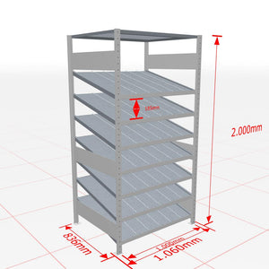 Metalinė lentyna Schulte Multiplus 2000 mm x1000 mm Kanban – 800 / 150 / cinkuota