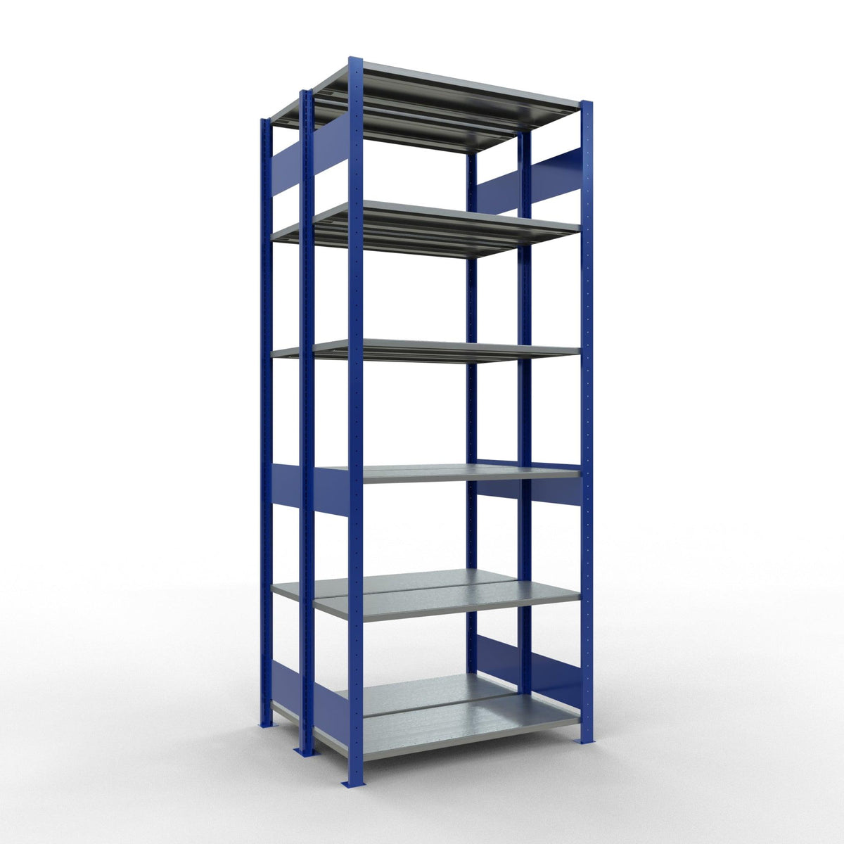 Metalinė lentyna Schulte Multiplus 2500 mm x1000 mm, dvipusė, įstatoma x2 – 2 x 400 / 150 / mėlyna/pilka