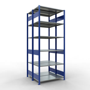 Metalinė lentyna Schulte Multiplus 2500 mm x1000 mm, dvipusė, įstatoma x2 – 2 x 500 / 150 / mėlyna/pilka