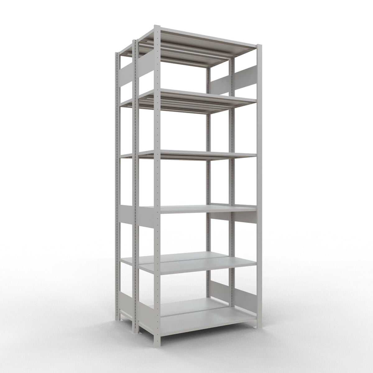 Metalinė lentyna Schulte Multiplus 2500 mm x1000 mm, dvipusė, įstatoma x2 – 2 x 400 / 150 / pilka