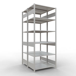 Metalinė lentyna Schulte Multiplus 2500 mm x1000 mm, dvipusė, įstatoma x2 – 2 x 600 / 150 / pilka