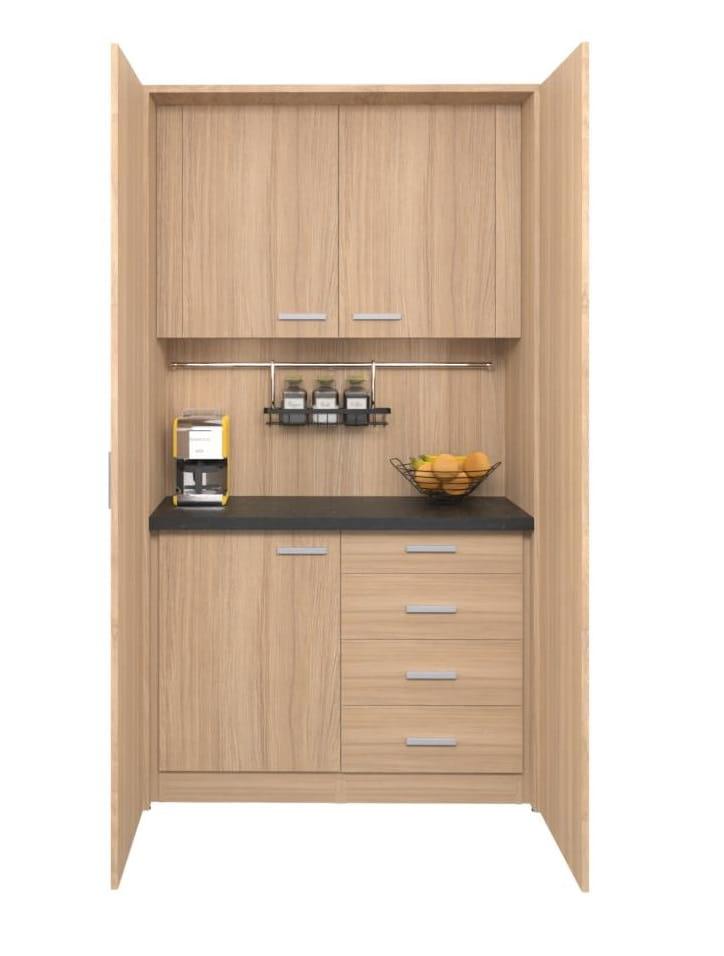 Mini biuro virtuvė Ergostock Amber Oak Black