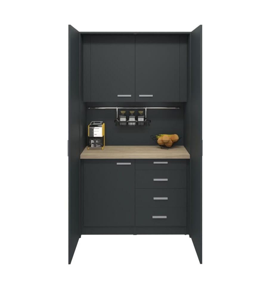 Mini biuro virtuvė Ergostock Graphite New York Oak