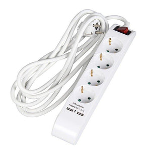Ilgintuvas su 4 lizdais ir 2 USB jungtimis, 3 m