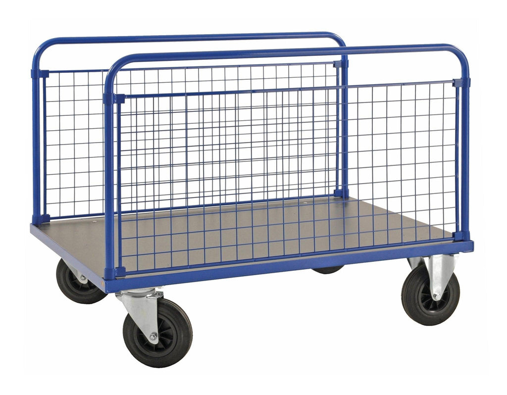 Platforminis vežimėlis su tinkliniu bortu KONGAMEK 2362B 1000 x 700mm 500 kg su stabdžiais