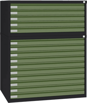 Plieninė brėžinių spinta 770x970x670 mm – juoda / žalia