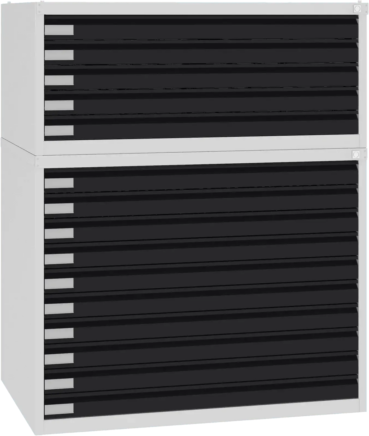 Plieninė brėžinių spinta 770x970x670 mm – šviesiai pilka / juoda