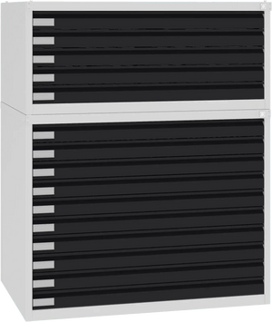 Plieninė brėžinių spinta 770x970x670 mm – šviesiai pilka / juoda