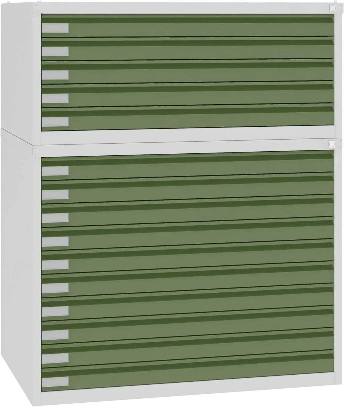 Plieninė brėžinių spinta 770x970x670 mm – šviesiai pilka / žalia