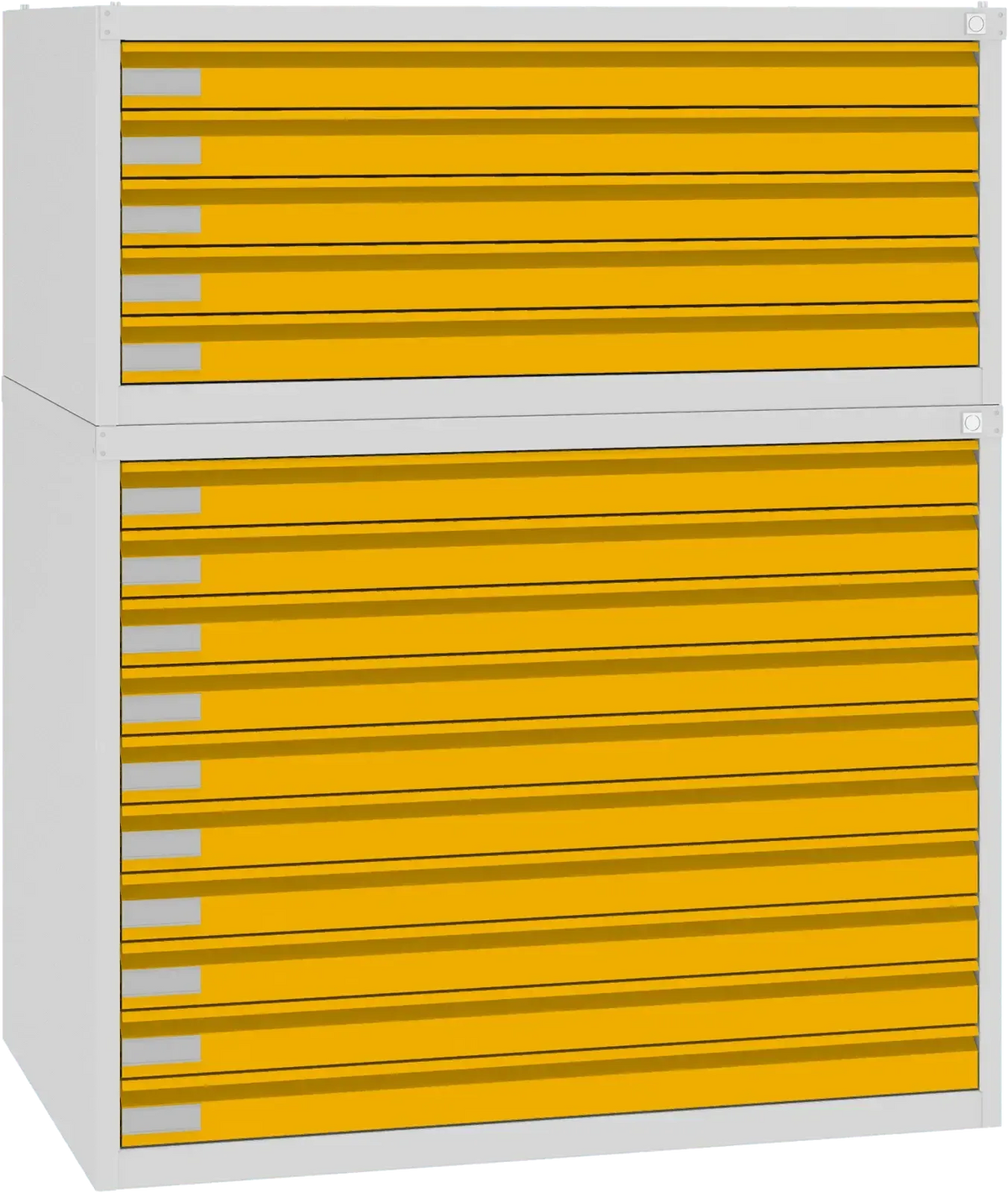 Plieninė brėžinių spinta 770x970x670 mm – šviesiai pilka / geltona