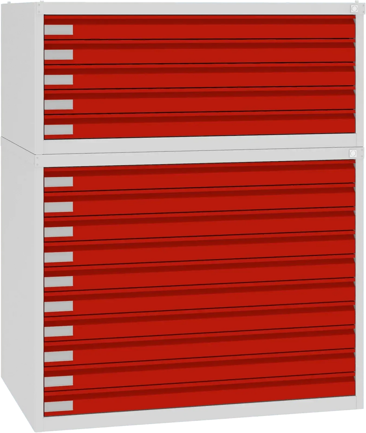 Plieninė brėžinių spinta 770x970x670 mm – šviesiai pilka / raudona