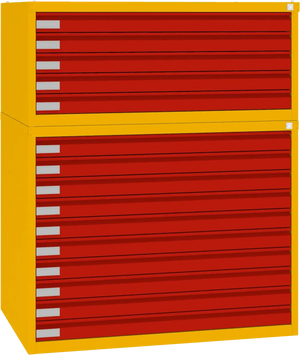 Plieninė brėžinių spinta 770x970x670 mm – geltona / raudona