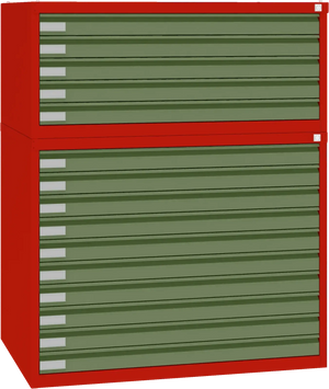 Plieninė brėžinių spinta 770x970x670 mm – raudona / žalia