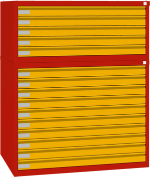 Plieninė brėžinių spinta 770x970x670 mm – raudona / geltona