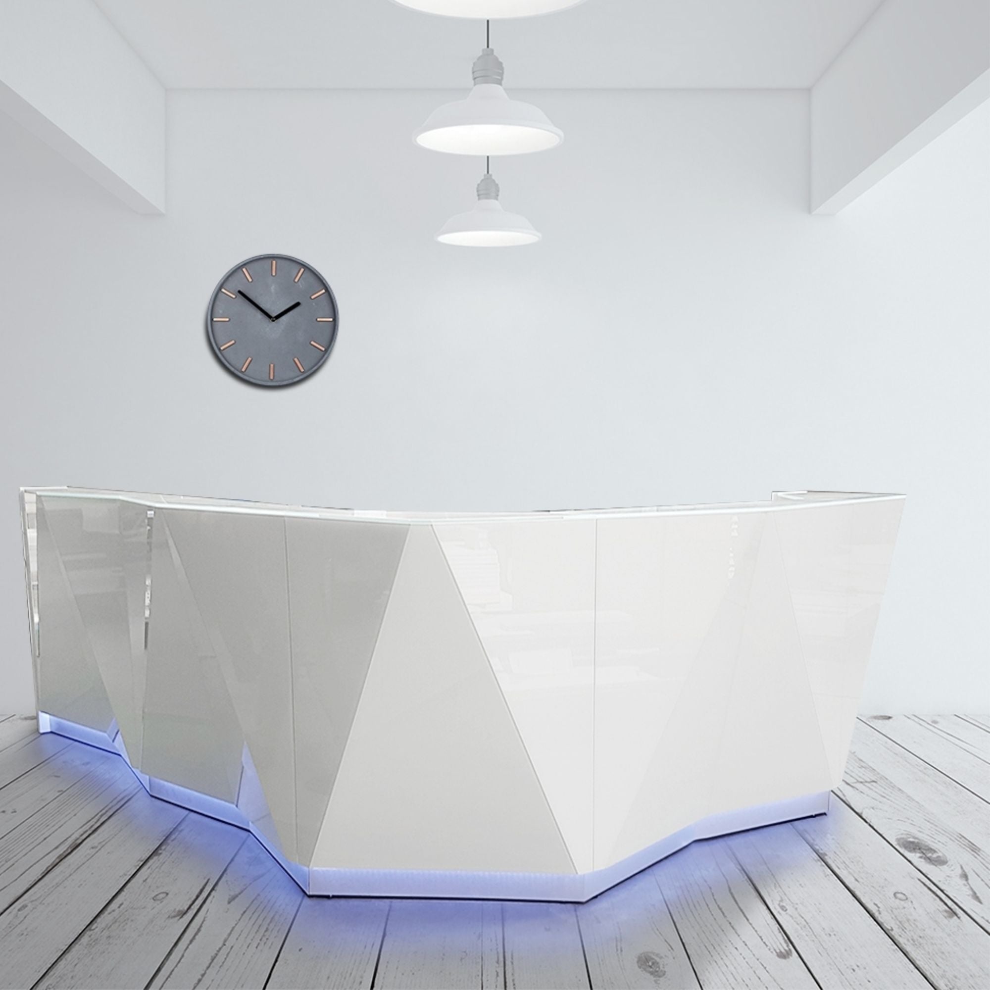 Registratūros stalas ALPA CORNER 14 GLASS, 251 x 251 cm, konfigūruojamas