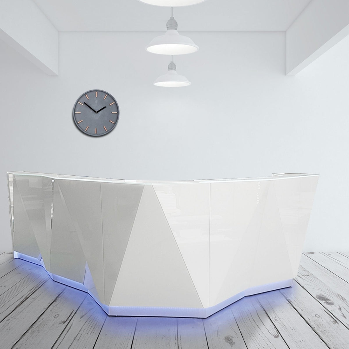 Registratūros stalas ALPA CORNER 14 GLASS, 251 x 251 cm, konfigūruojamas