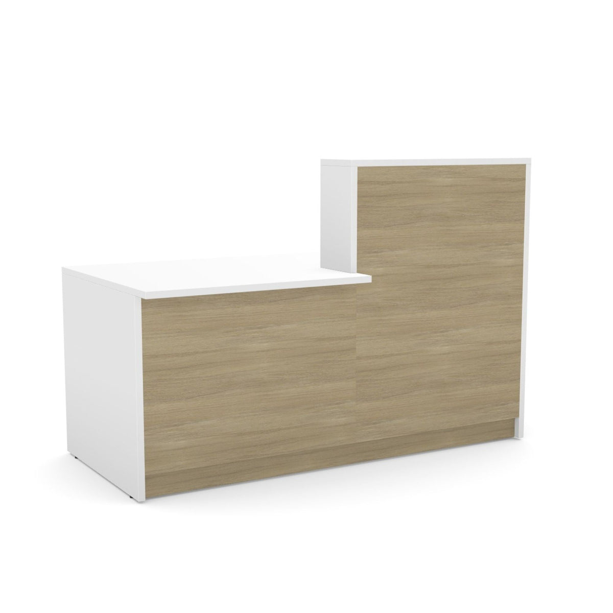 Registratūros stalas Flexx DUAL, 170 cm – balta / gintarinio ąžuolo