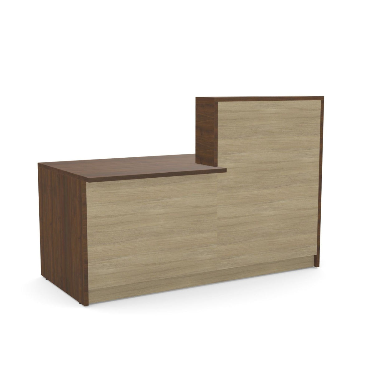 Registratūros stalas Flexx DUAL, 170 cm – riešutmedžio / gintarinio ąžuolo