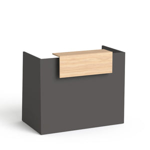 Registratūros stalas Flexx MINI, 130 cm – grafito / gintarinio ąžuolo