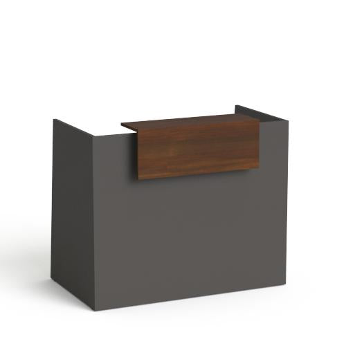 Registratūros stalas Flexx MINI, 130 cm – grafito / riešutmedžio