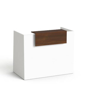 Registratūros stalas Flexx MINI, 130 cm – baltas / riešutmedžio